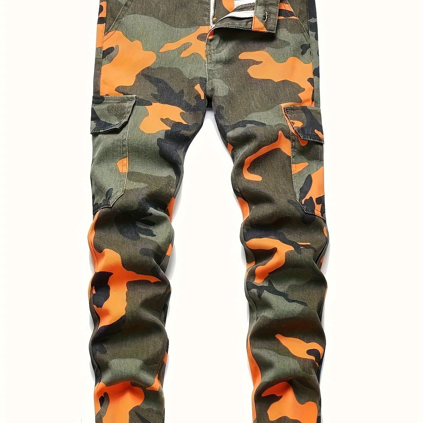 Men's Camo Denim Trousers | Street Style Brown Cotton Jeans