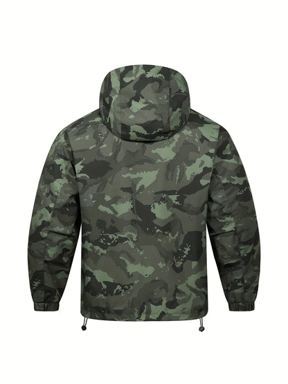 Men's Camouflage Hooded Zip Jacket: Multi-pocket, Loose Fit