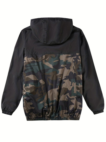 Camouflage Pattern Hooded Jacket for Men | Loose Fit