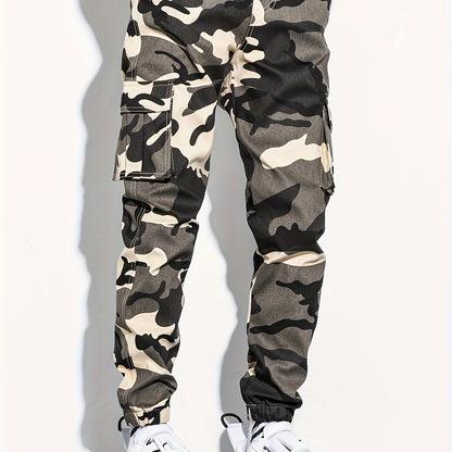 Men's Camo Cargo Cropped Pants With Multi Pockets | Vintage Style