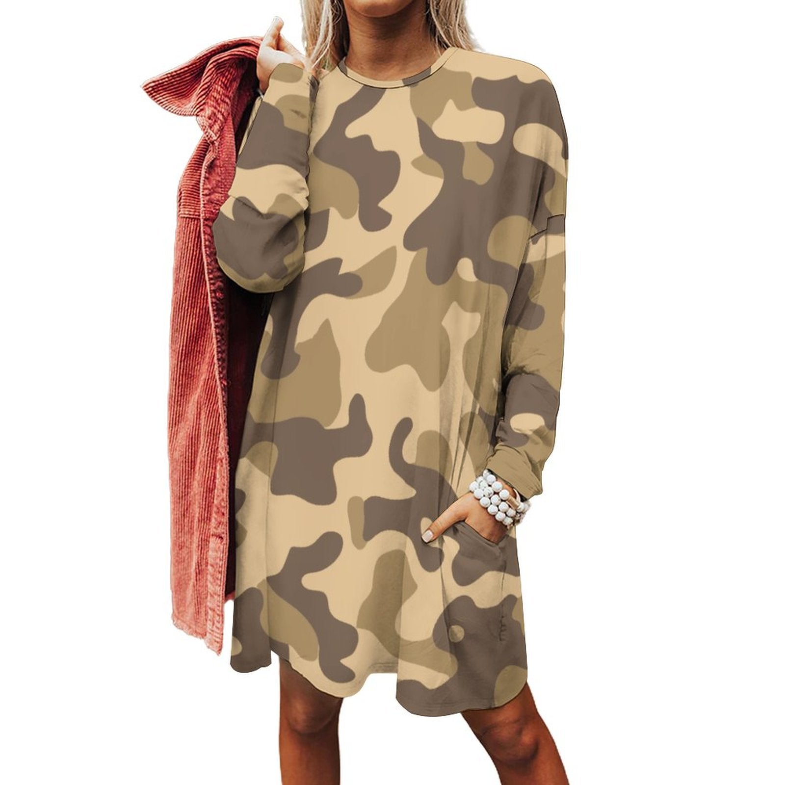 Camo Shirt | Loose Fit Long Sleeves | Khaki