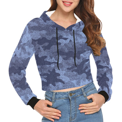 Cropped Camo Hoodie | Tight Fit | Denim Blue Camouflage