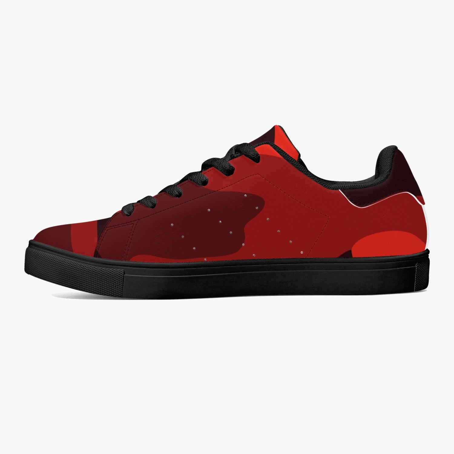 Camo Sneakers | Classic Low-Top Leather | Scarlet Red & Black