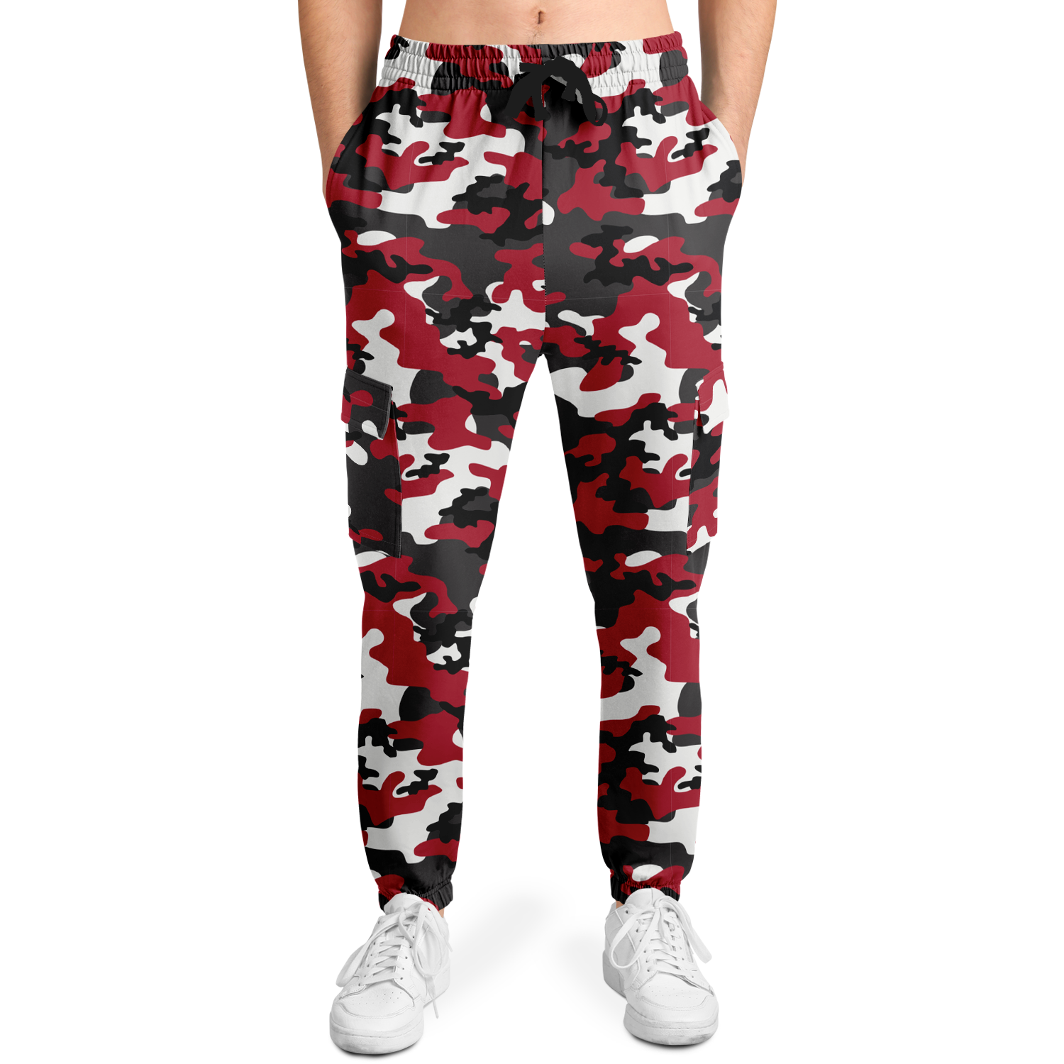 Red Camo Cargo Pants | MIxed Jungle Green, Black, & White