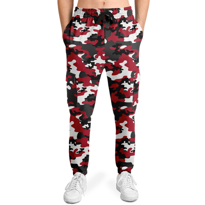 Red Camo Cargo Pants | MIxed Jungle Green, Black, & White