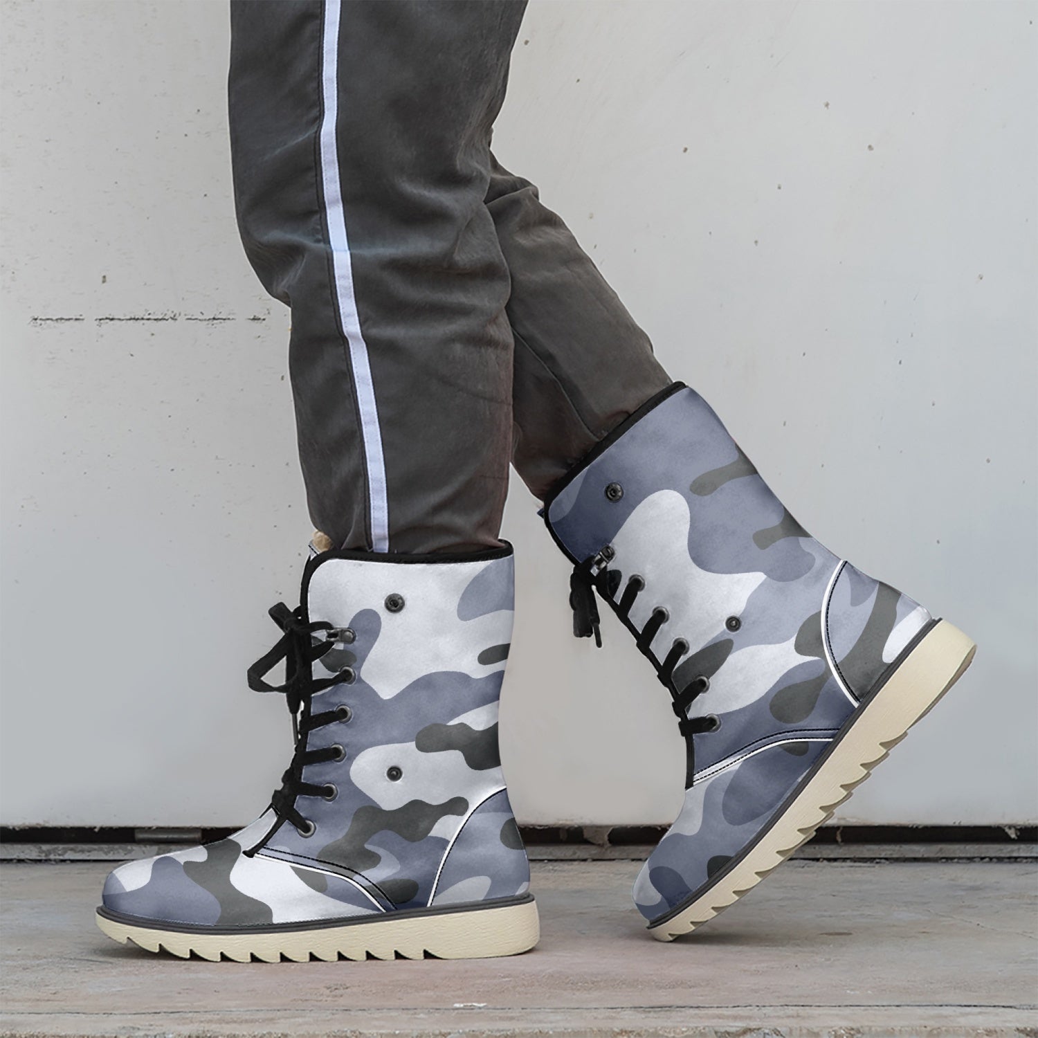 Camo Boots | Light Blue Cotton-Pad Fur Lining