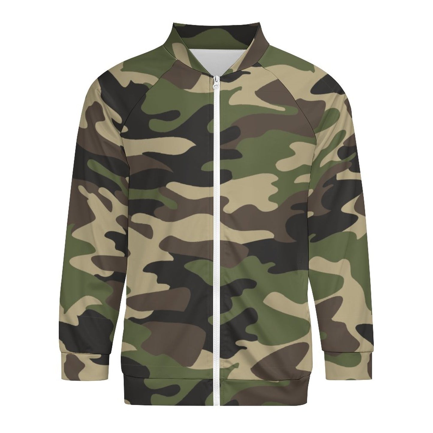 Camo Shirt | Raglan Zip-up | Classic Green Camouflage