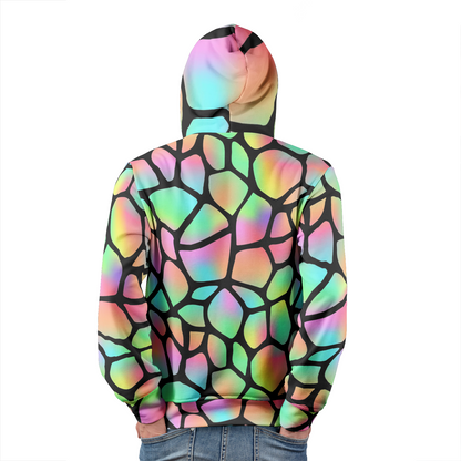 Giraffe Neon Hoodie For Men | Gradient Rainbow Pullover