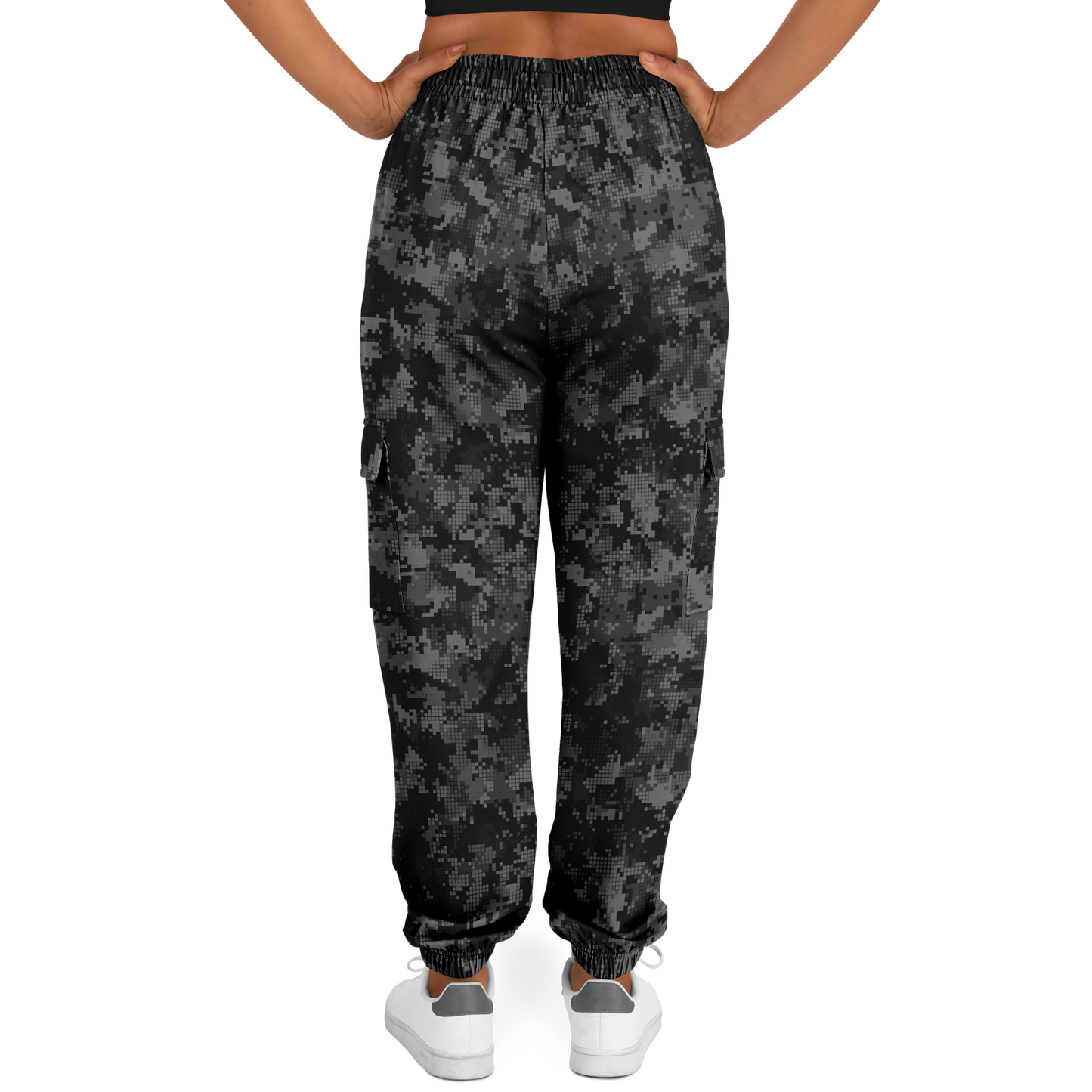 Black Camo Cargo Pants | Digital Monochrome Dark Gray