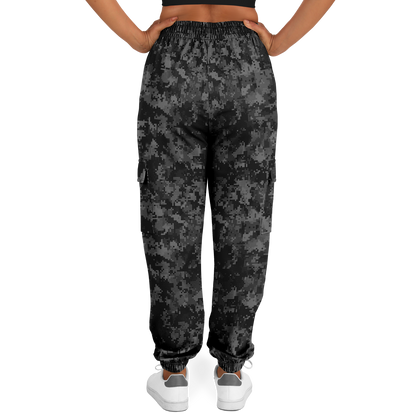 Black Camo Cargo Pants | Digital Monochrome Dark Gray