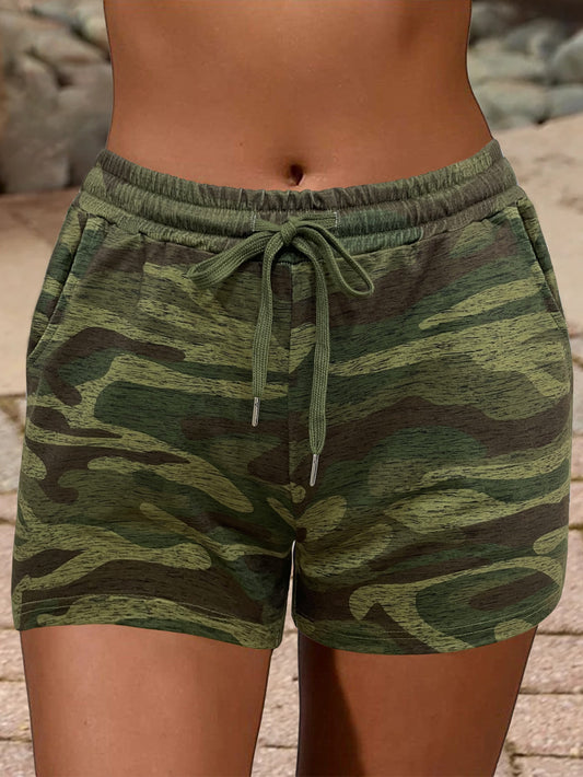 Women's Plus Size Camo Shorts: Drawstring, Elastic Waist for Summer