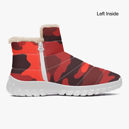 Camo Boots | Cotton-pad Fur Zipper Up | Scarlet Red & Black