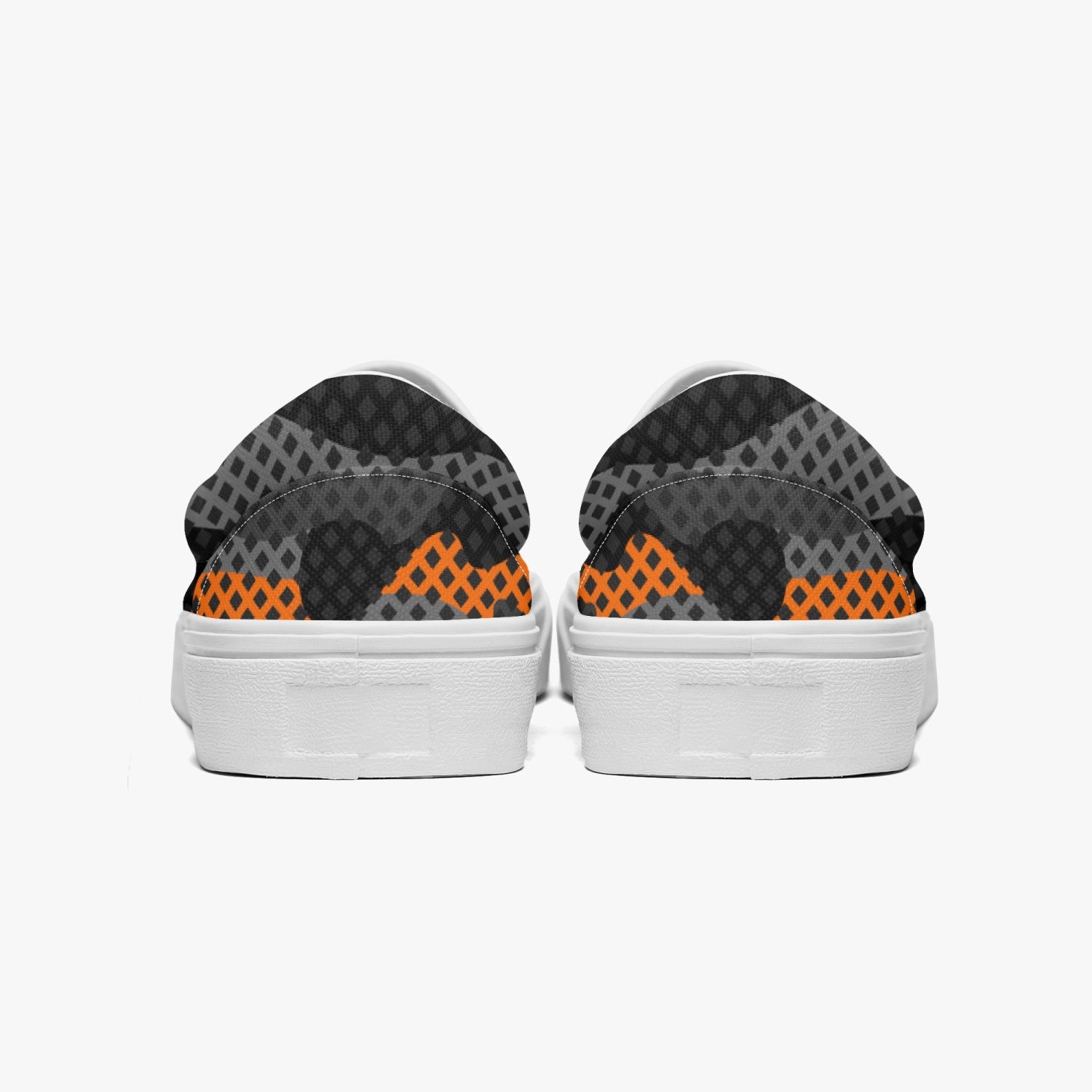 Camo Slip-On Shoes | Orange & Black Pixel Camouflage