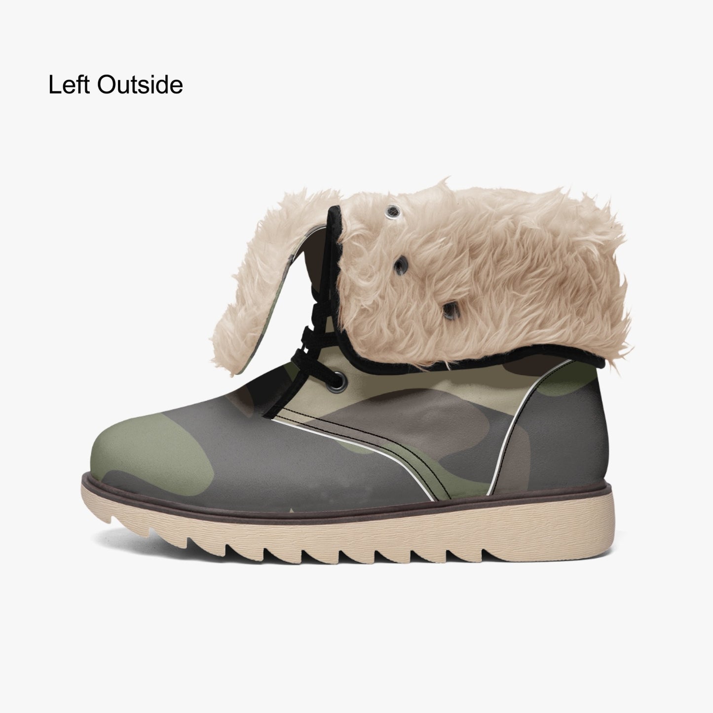 Camo Boots | Classic Green Cotton-Pad Fur Lining