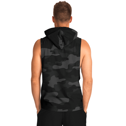 Sleeveless Hoodie | Black Camouflage