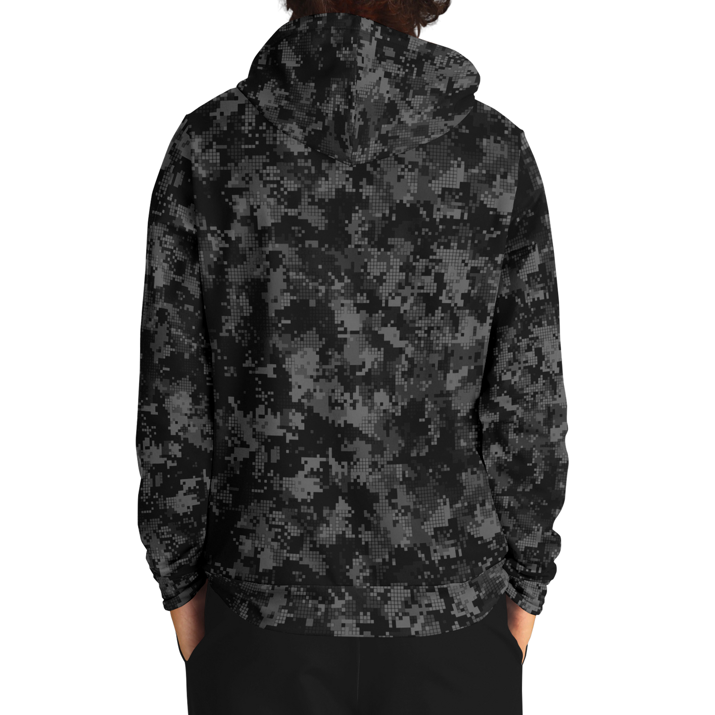 Black Camo Hoodie | Digital Monochrome Dark Gray Camouflage