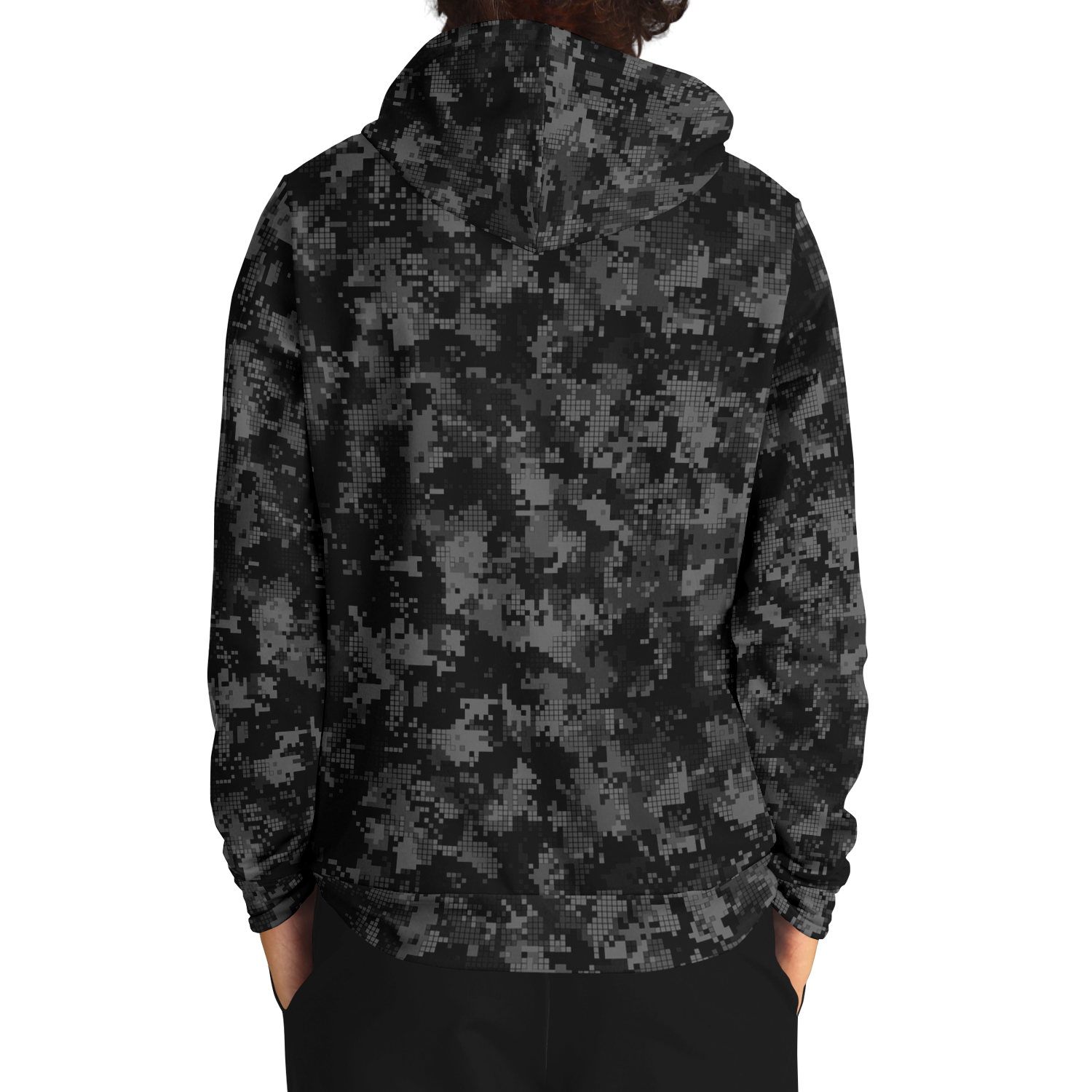 Black Camo Hoodie | Digital Monochrome Dark Gray Camouflage