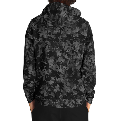 Black Camo Hoodie | Digital Monochrome Dark Gray Camouflage