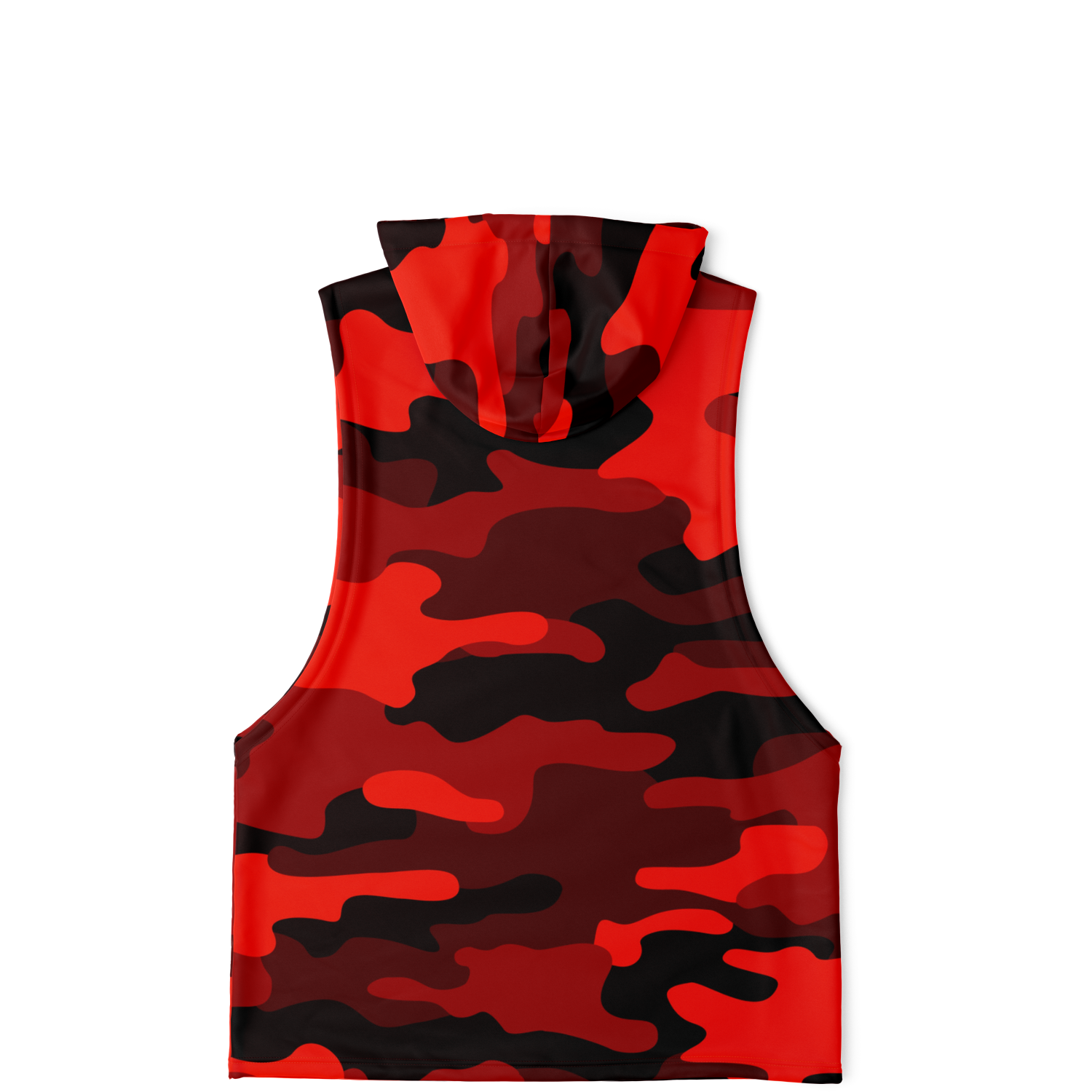 Sleeveless Hoodie | Scarlet Red & Black Camouflage