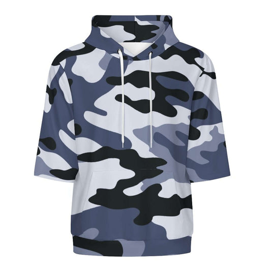 Short Sleeve Hoodie | Light Blue Camouflage