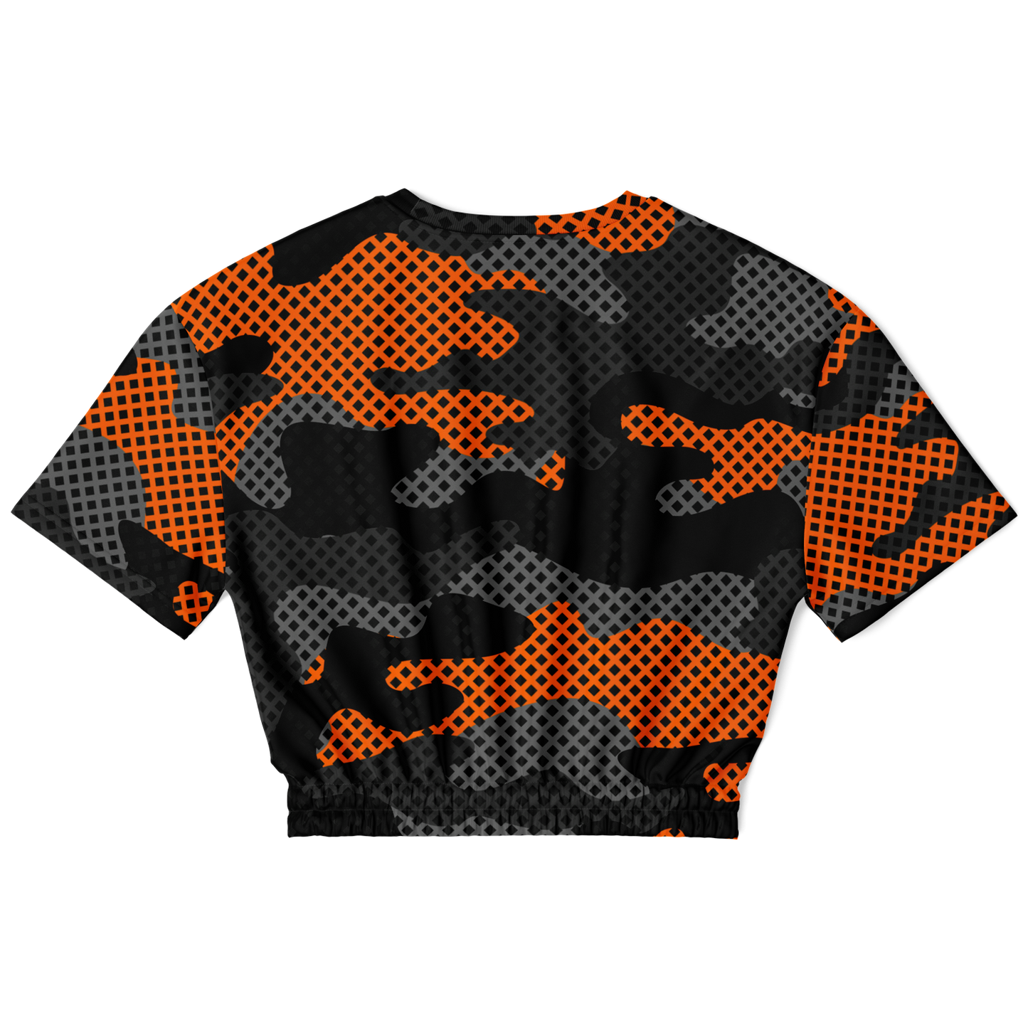 Camo Crop Top Sweatshirt | Black & Orange Pixel Pattern