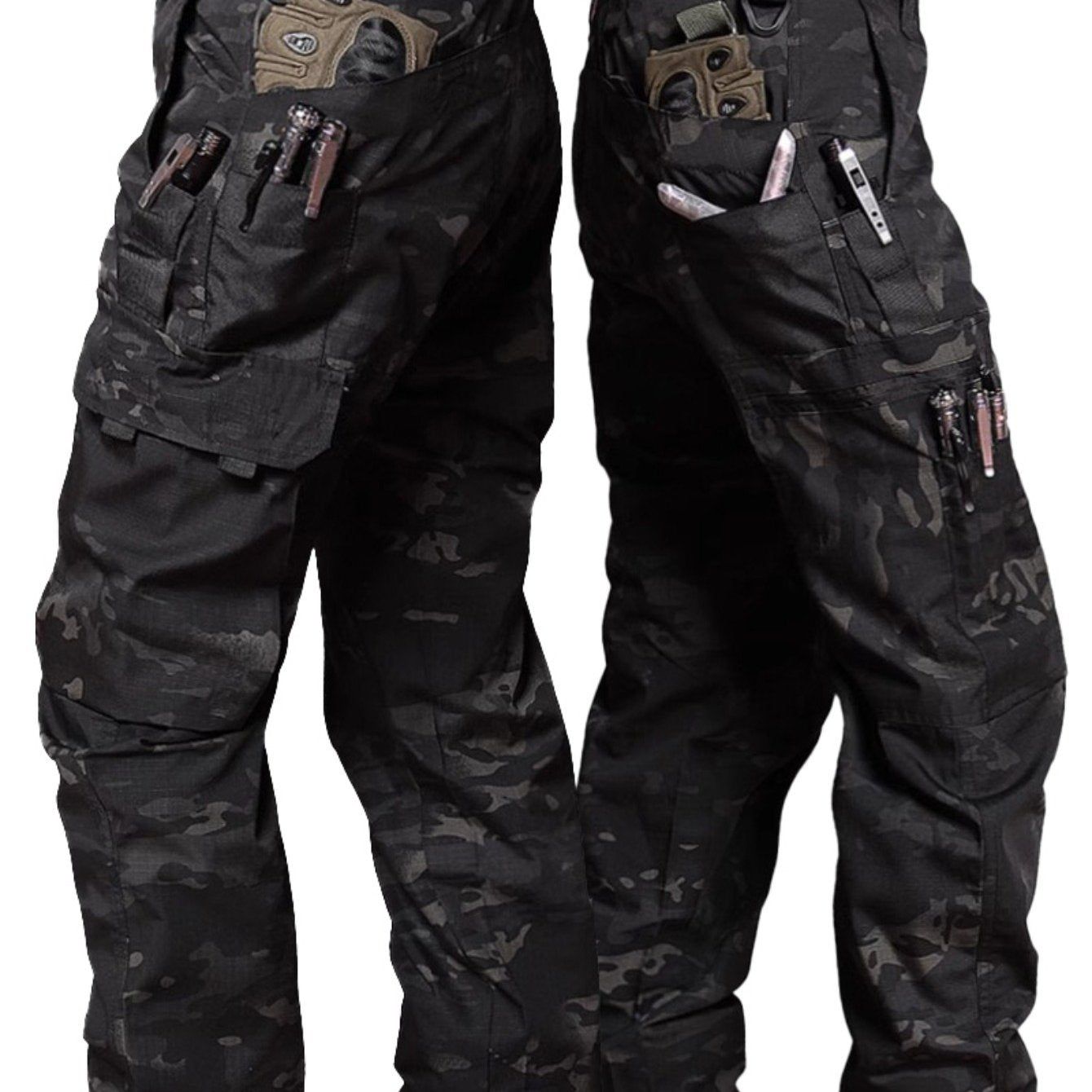 Men's Black Camo Cargo Pants | Cotton Blend