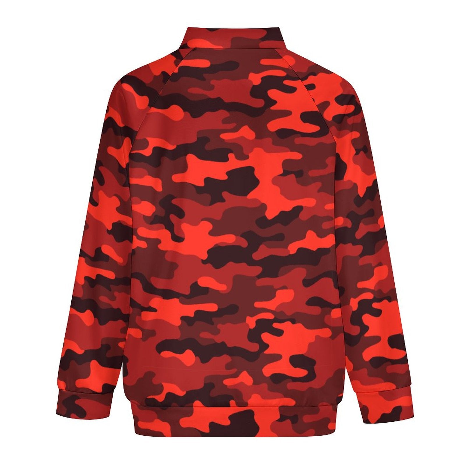 Camo Shirt | Raglan Zip-up | Scarlet Red and Black