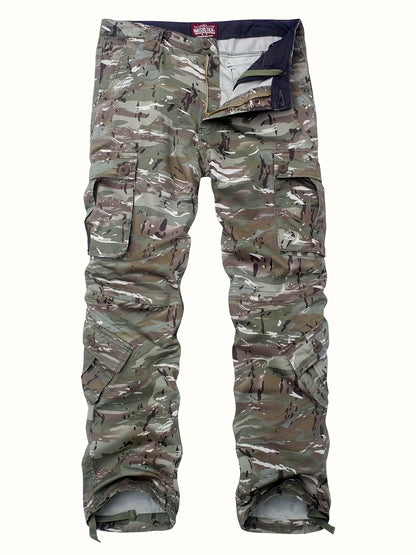 Camo Cargo Pants for Men: Cotton, Casual Fit, Zip & Drawstring Closure