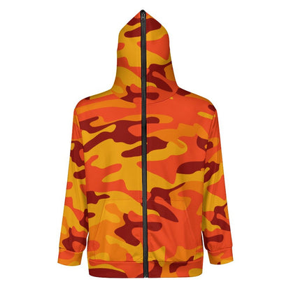 Zip up Camo Hoodie | Orange & Red Camouflage