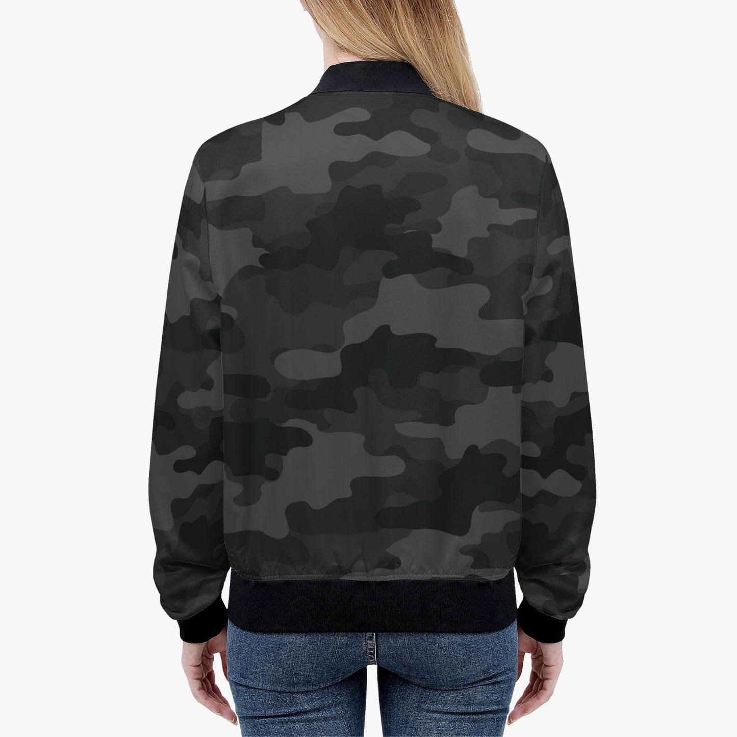 Women's Camo Bomber Jacket | Black Camouflage