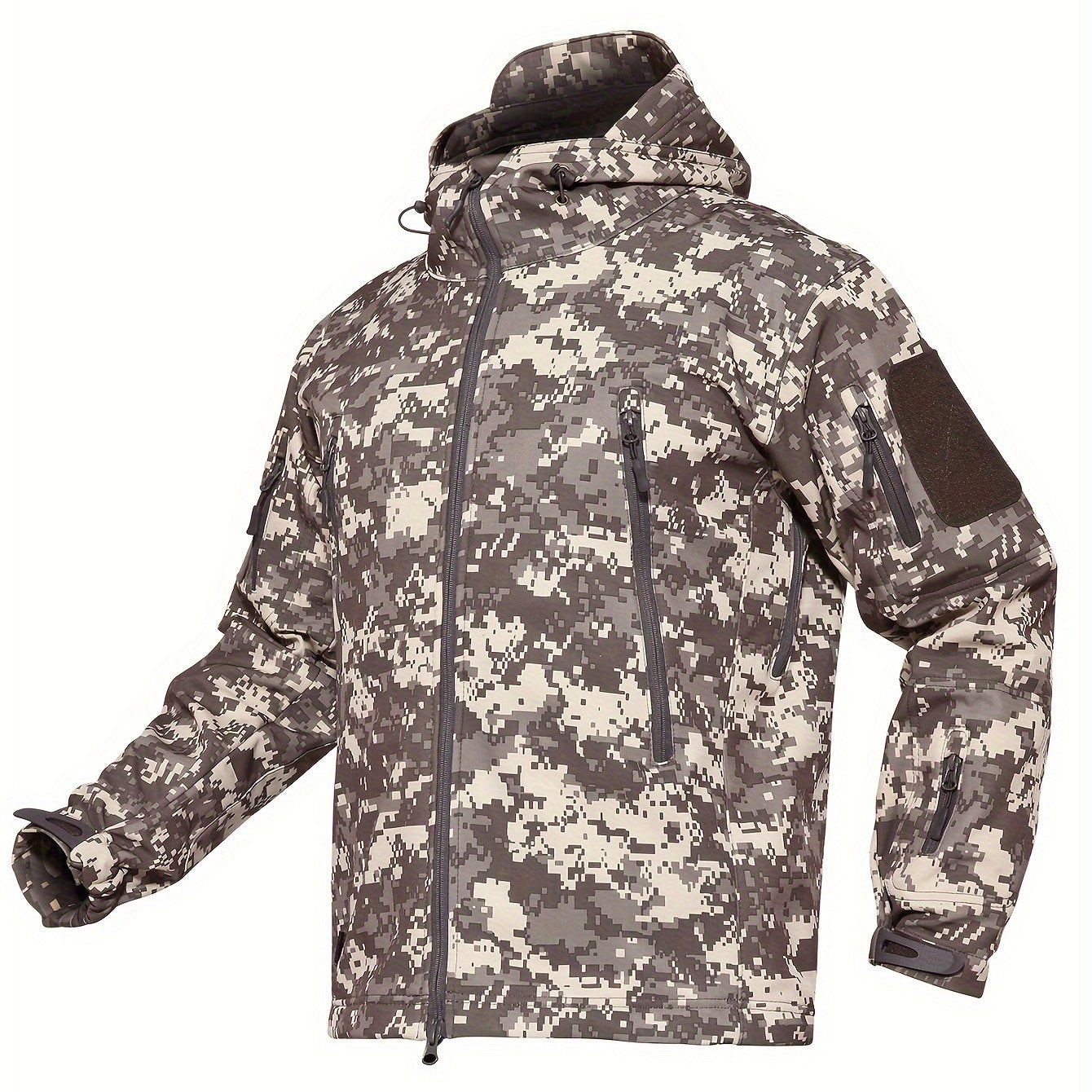 Men's Fleece Softshell Jacket | Multi-Pocket Windproof Ski Gear