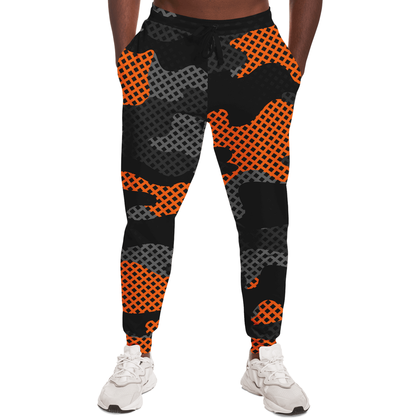 Camo Joggers | Unisex | Black & Orange Pixel