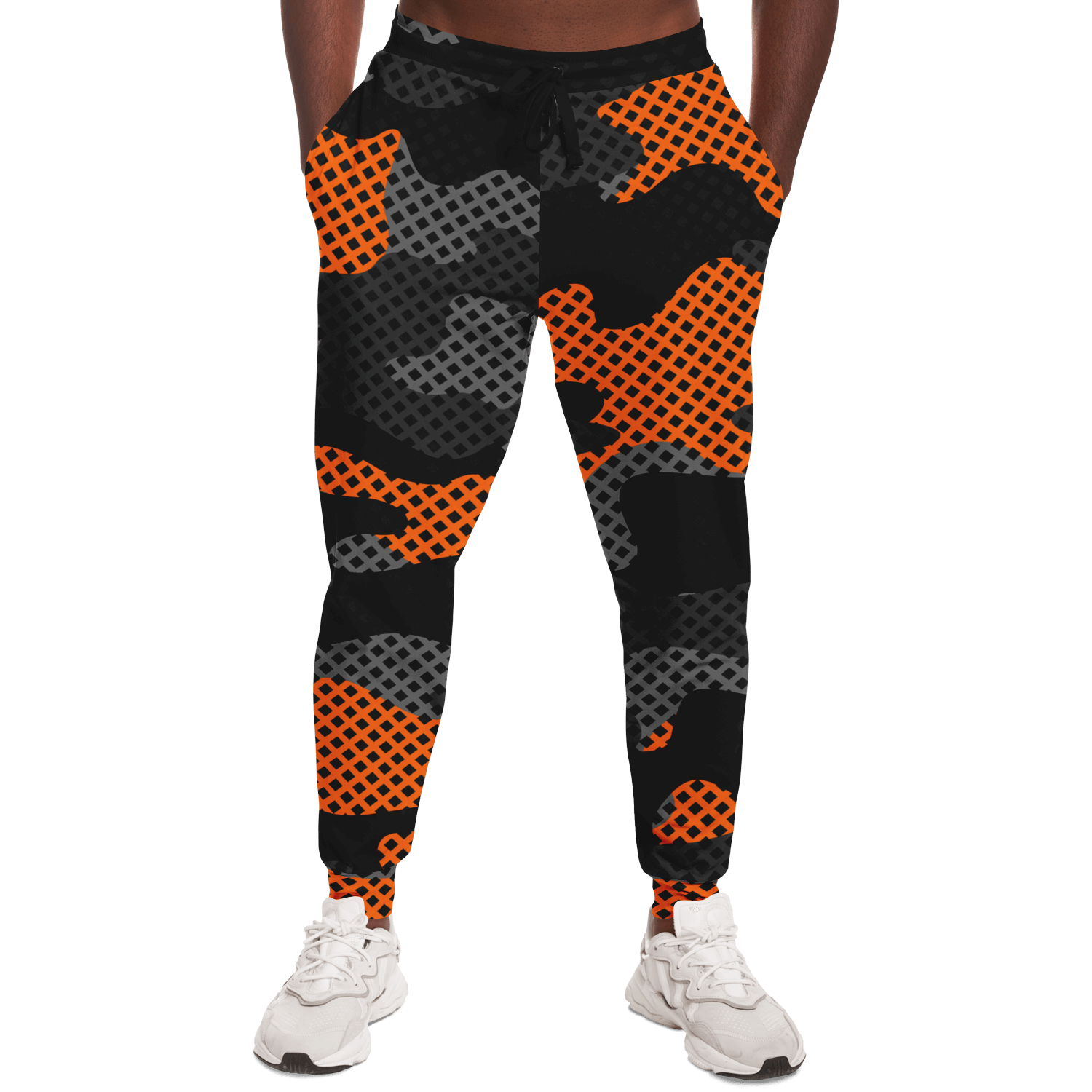 Camo Joggers | Unisex | Black & Orange Pixel