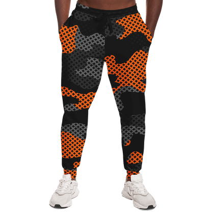 Camo Joggers | Unisex | Black & Orange Pixel