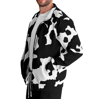 Camo Track Jacket | Black & White Cow Camouflage