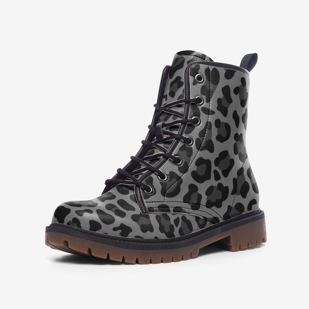 Leopard Boots | Lightweight Leather | Gray & Black