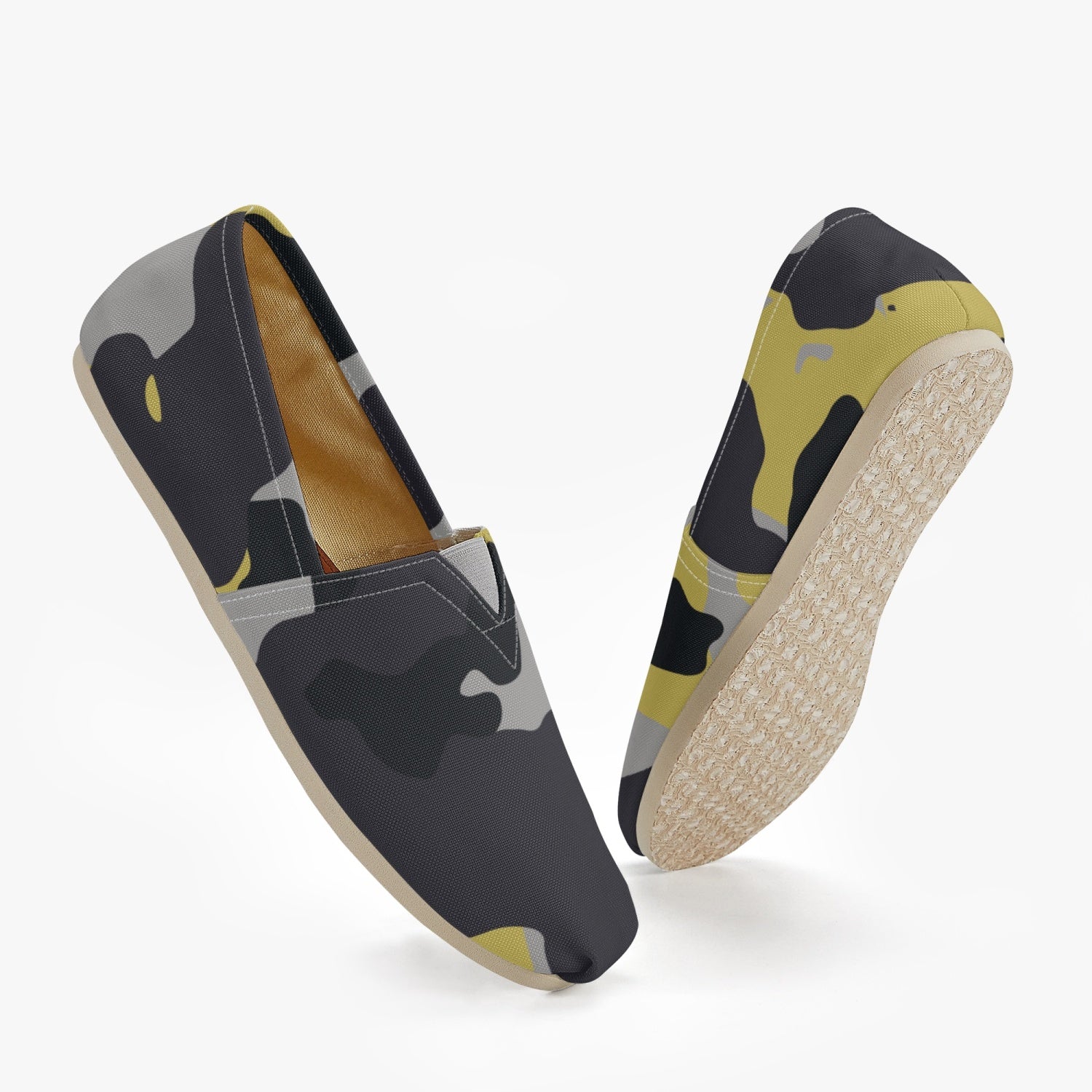 Camo Toms | Yellow, Black, and Silver Camouflage Canvas Shoes