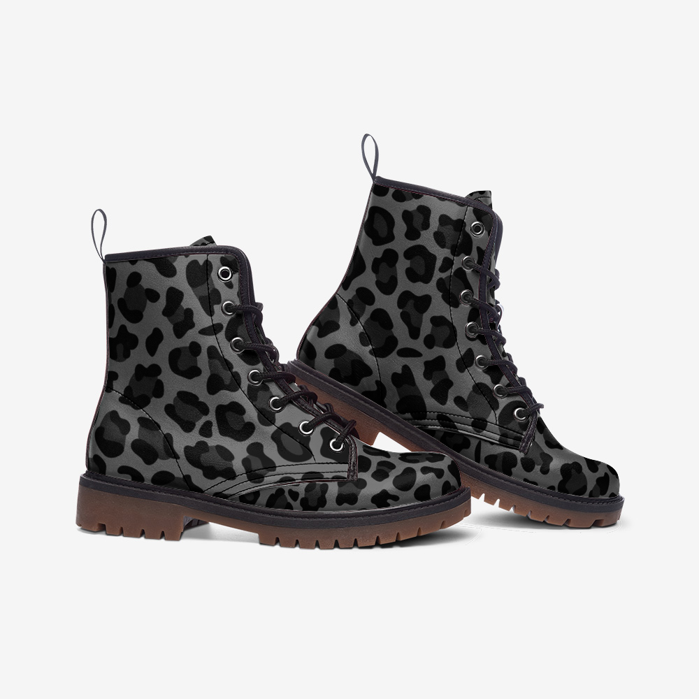 Leopard Boots | Lightweight Leather | Gray & Black