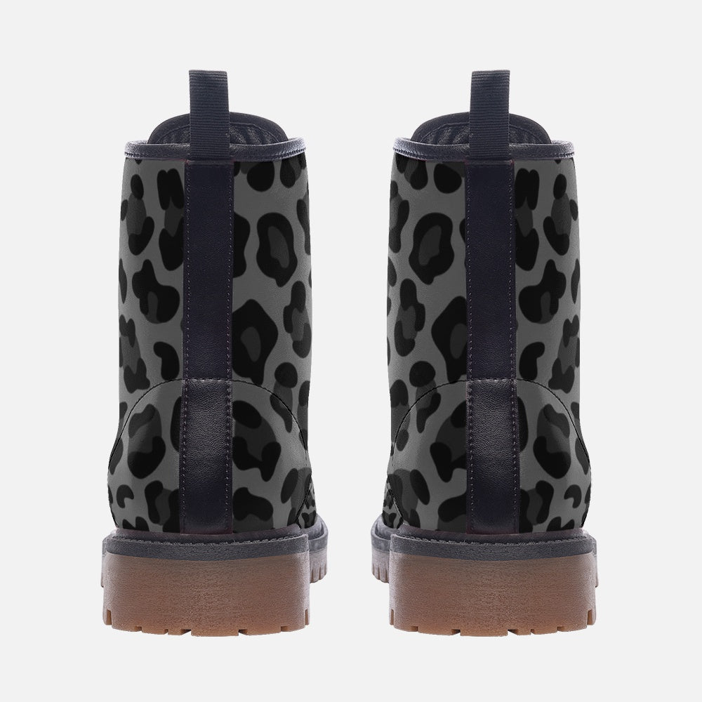 Leopard Boots | Lightweight Leather | Gray & Black