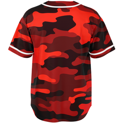 Camo Baseball Jersey | Scarlet Red & Black Camouflage