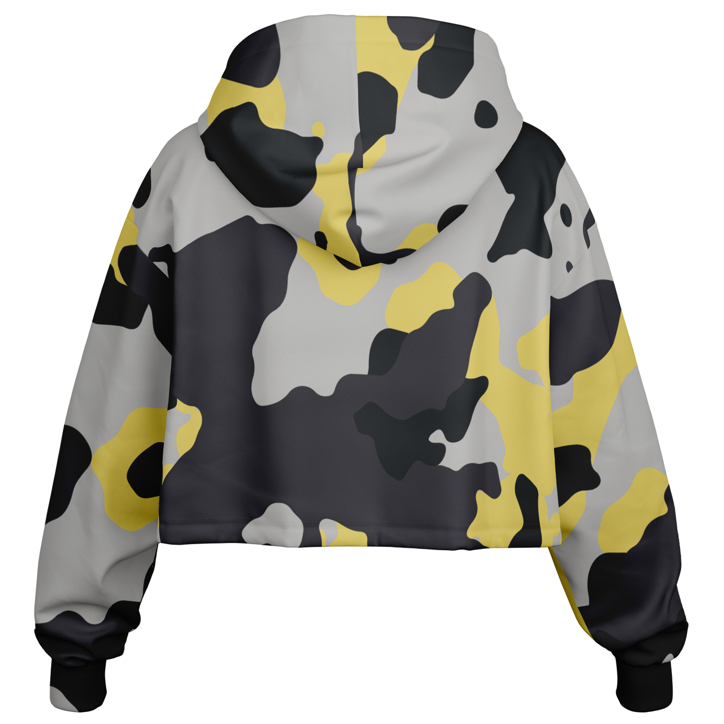 Cropped Hoodie For Women | Yellow, Black & Silver Camouflage