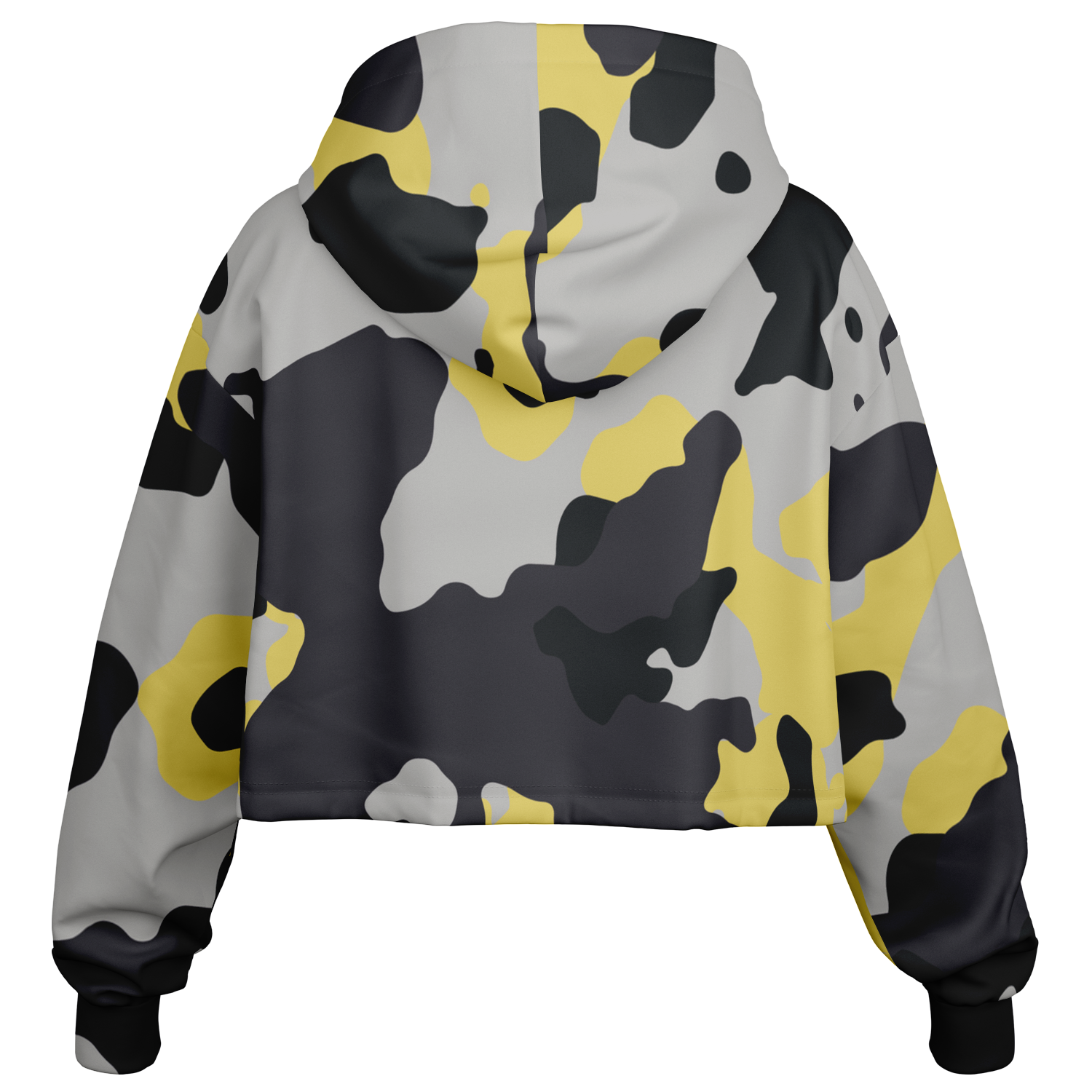 Cropped Hoodie For Women | Yellow, Black & Silver Camouflage