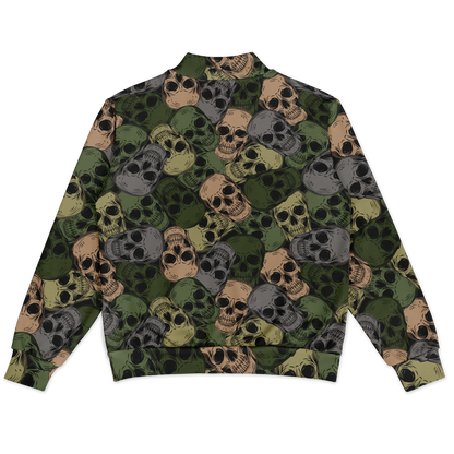 Skulls Baseball Jacket | Green & Grey Camo Inspired