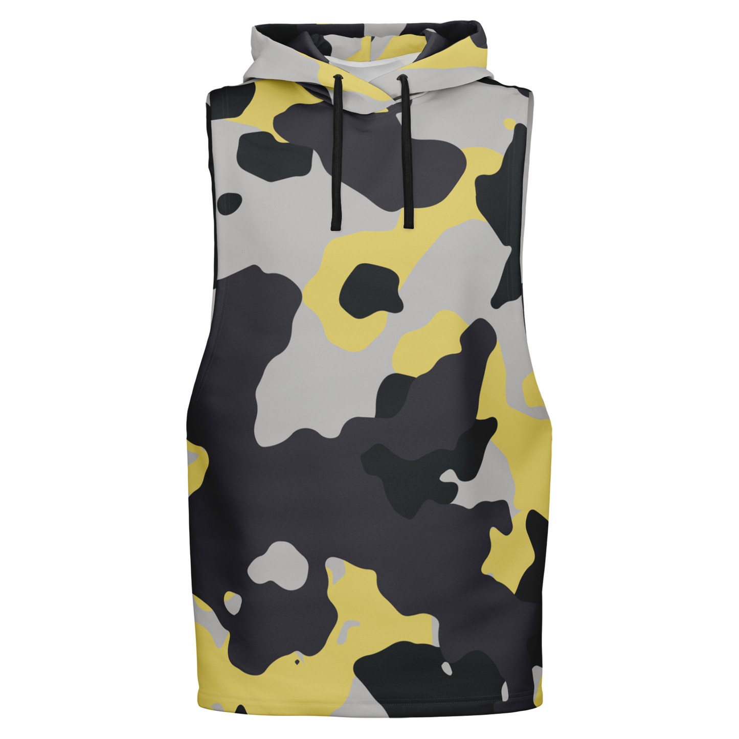 Sleeveless Hoodie | Yellow, Black & Silver Camouflage