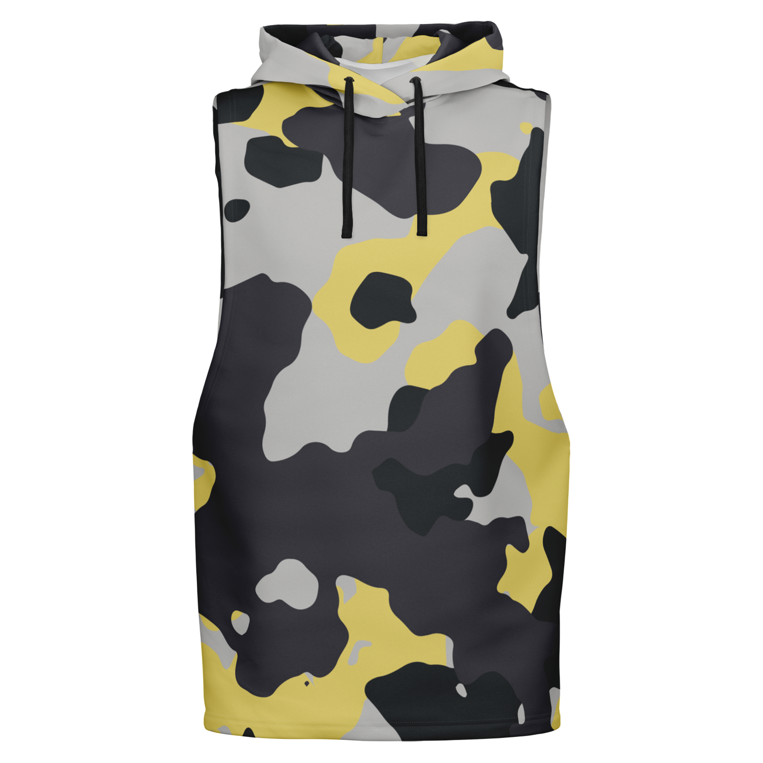 Sleeveless Hoodie | Yellow, Black & Silver Camouflage