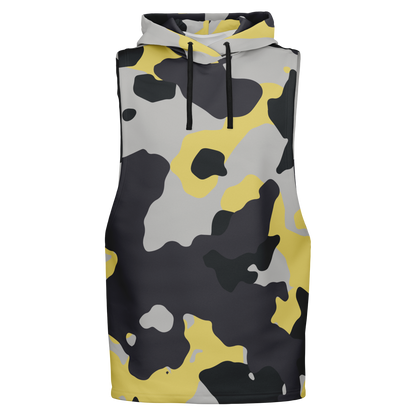 Sleeveless Hoodie | Yellow, Black & Silver Camouflage