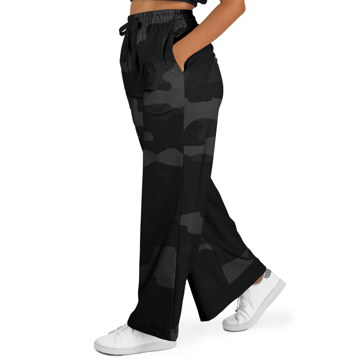 Camo Wide Leg Pants | Black Camouflage