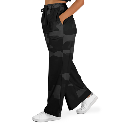 Camo Wide Leg Pants | Black Camouflage