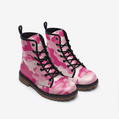 Camo Boots | Leather Camouflage in Lavender Pink