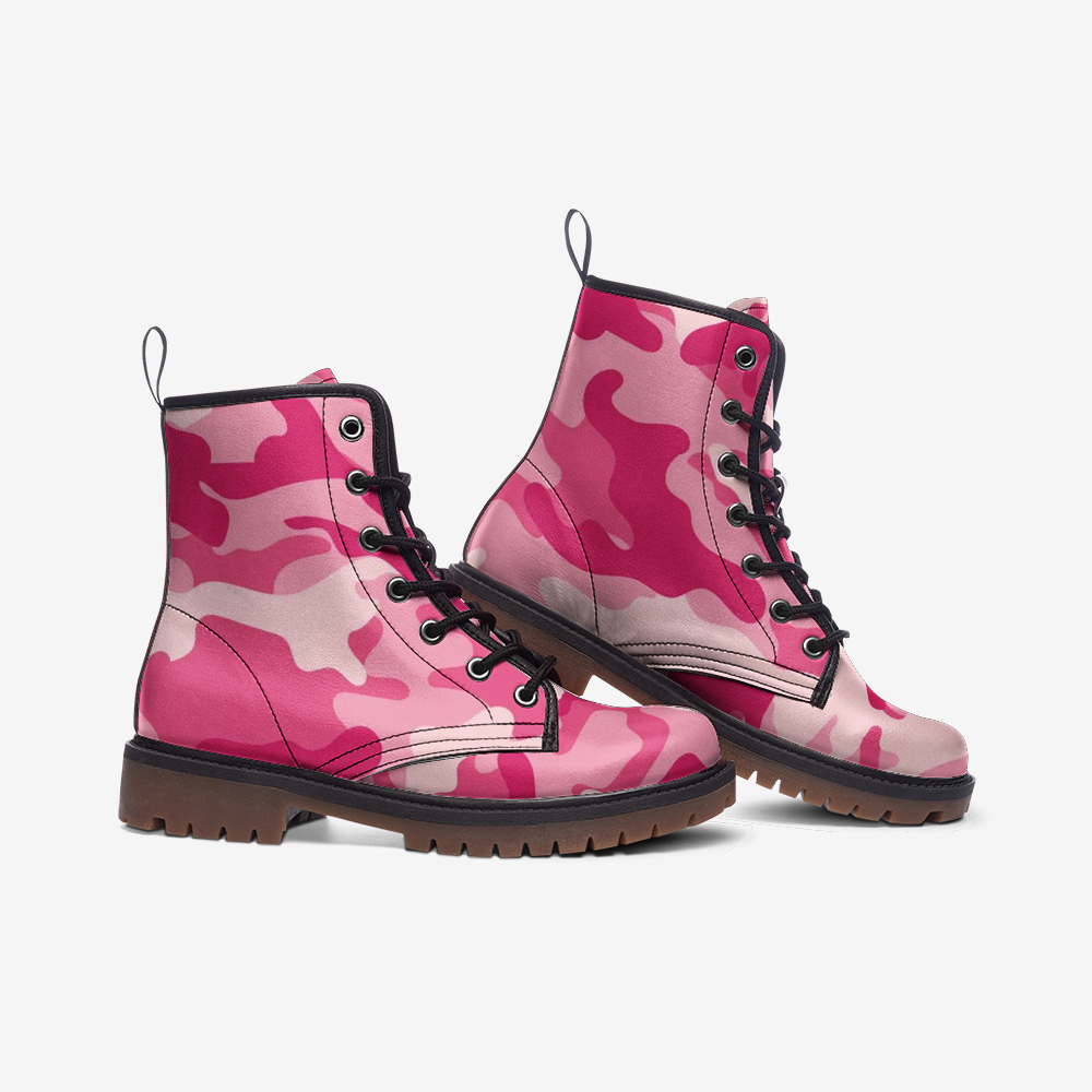 Camo Boots | Leather Camouflage in Lavender Pink